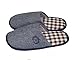 EURO SKY Stylish Cotton Grids Scalloped Clog Antiskid House Slippers Navy -Size: US 11/EU (44/45)
