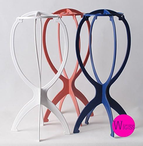 Wigiss Strong and Flexible Wig Stand Plastic Folding Wig Stand Red/Black/Blue(Three Kinds of Color Random Delivery) (3 pcs)