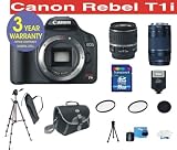 15 Piece Unbelievable Kit with Canon EOS Rebel T1i 500D 15.1 MP Digital SLR Camera with Canon EF-S 18-55mm IS Lens + Canon 75-300mm f/4-5.6 Telephoto Zoom Lens + 16 GB Memory Card + Multi-Coated UV Filter (2) + Multi-Coated Polarizer Filter + Digital Slave Flash + 50 Titanium Anodized Tripod + Deluxe Camera Bag + 6 Piece Accessory Kit + 3 Year Celltime Warranty Repair Contract