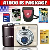 cheap Canon Powershot A1000IS 10MP Digital Camera with 4x Optical Image Stabilized Zoom (Brown) Package 2