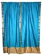 2 Dodger Blue Artsilk Sari Curtains Drapes Panels Window Dressing 95x44 Inch