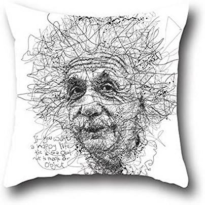 Mai Magic Einstein Cotton Throw Pillow Cover With Invisible Zipper Closure Case Ikat Home Cushion ( 18*18 )