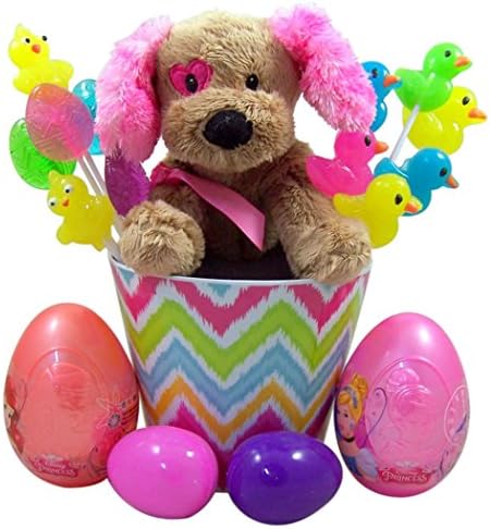 Disney Princess Easter Basket with Plush Stuffed Animal Dog Lollipops and Filled Eggs