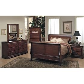 5PC Hardwood California King Size Sleigh Bed Complete Bedroom Set
