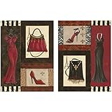 Fashion Collage; Purse, Shoe, & Dress Retro Prints; Two 11x14 Posters