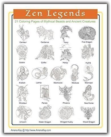 Zen Legends Coloring Book: Adult Coloring Book or Kids Coloring Book: A Coloring Book for All Ages Includes Dragons, Fairy, Mermaid, and More Coloring Beast and Mythical Creatures