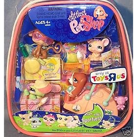 Littlest Pet Shop Exclusive Sportiest Travel Set 4 Pack with Carrying Case (Monkey, Dog,... by 