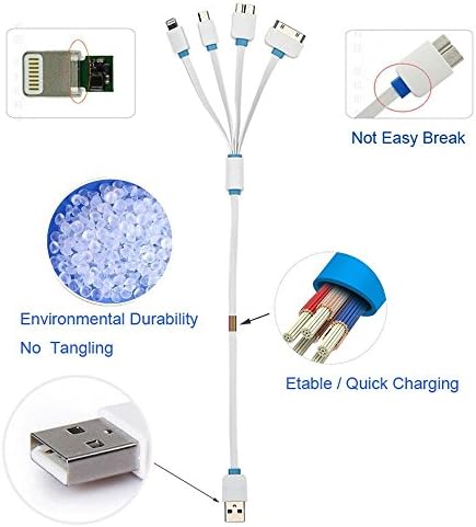 1m or 3.3ft 4 in 1 Multiple USB Charging Cable Adapter Connector with 8 Pin Lighting / 30 Pin / Micro USB / Mini USB Ports for Iphone 6, 6 Plus, 5 / 5s / 5c, 4s, 4,ipad, Ipod, Note3, S4, S5.
