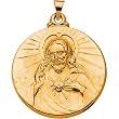 14K Yellow Gold Sacred Heart of Jesus Medal - 30.50mm