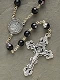 Set of 2 Black Venetian Glass Rosary Beads with Velour Box #3039