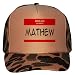 HELLO my name is MATHEW Adult Brown Camo Mesh Back Hat / Baseball Cap