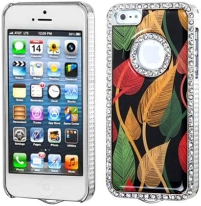 MYBAT IPHONE5HPCBKELDZDI304WP Premium Executive Dazzling Diamonds Case for iPhone 5 / iPhone 5S - 1 Pack - Retail Packaging - Dancing Leaves