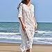 MG Collection White Lace Boho Style Long Swimsuit Coverup / V Neck Beach Dress