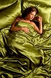 Passion Faux Silk Moss 6 piece Satin Duvet Cover Set Double Bed