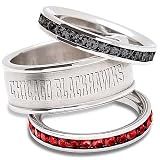 Stainless Steel Chicago Blackhawks Team Logo Ring Set
