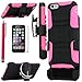 iPhone 6S Plus Case, ULAK Slim Dual Layer Rugged Hybrid Protective Cover with Kickstand and Swivel Belt Clip Combo Holster for Apple iPhone 6S Plus & iPhone 6 Plus 5.5 inch (Black/Hot Pink)