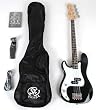 SX BG1K 3/4 LH BK Black Left Handed Bass Guitar Package w/BA1565 AMP and Instructional DVD