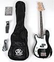 SX BG1K 3/4 LH BK Black Left Handed Bass Guitar Package w/BA1565 AMP and Instructional DVD