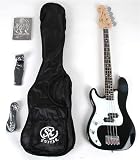 SX BG1K 3/4 LH BK Black Left Handed Bass Guitar Package w/BA1565 AMP and Instructional DVD