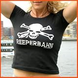Girlie T-Shirt mit Totenkopf Motiv Reeperbahn, schwarz, L, 44-46, 1298