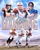 Archie, Peyton, & Eli Manning Signed Collage Action 16x20 Photo