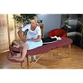 Reiki Massageliege / Massagebank, Oval - Rund, mit viel Zubeh�r, rot