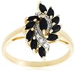 Yellow Gold Overlay Sterling Silver Sapphire & Diamond Accent Spiral Ring