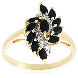 Yellow Gold Plated Sterling Silver Sapphire with Diamond-Accent Spiral Ring, Size 6