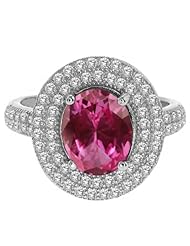 3.80 Ct Stunning Oval 10X8mm Pink Mystic Topaz 925 Sterling Silver Ring