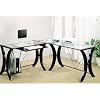 Coaster L-Shape Home Office Computer Desk, Cappuccino Finish Base, Glass Top