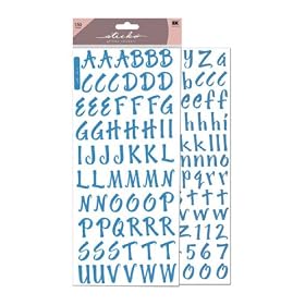 Ek Success Glitter Classic Alphabet and Number Stickers 2 Sheets/Package, Blue