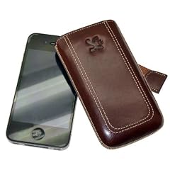 Suncase Ledertasche (Lasche mit R�ckzugfunktion) f�r iPhone 4 / iPhone 4S in braun