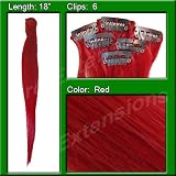 18" Inch Red Highlight Streaks Pro Extensions Premier Human Hair Extensions
