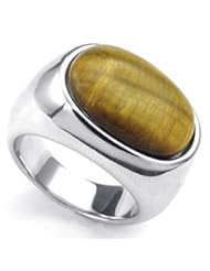 Jewelry: TEMEGO Jewelry Mens Stainless Steel Ring, Classic Tiger Eye Band, Silver - TEMEGO
