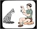 Mouse Pad with humans, human, body, individuals, playing, people, individual, boy, persons, cat, person, gray, toy