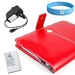 Amazon Kindle 2 Red Melrose Leather Case + Kindle 2 Wall Charger Black Color + Wristband + Screen Protector