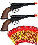 2 Pc 8 Ring Long Cap Gun Revolver Die Cast Metal with 5 Cards Ring Caps