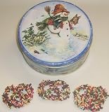 Scott's Cakes 1 lb. Dark Chocolate Covered Pretzel with Chocolate Chips & Jimmies in a Classic Snowman Tin
