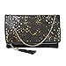 b.m.c BMC Womens Perforated Cut Out Gold Accent Foldover Pouch Fashion Clutch Handbag