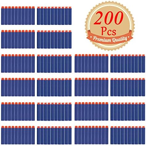 EC2BUY 200pcs 7.2cm Refill Bullet Darts for Nerf N-strike Elite Series Blasters Kid Toy Gun - Dark Blue(round head and suction head)