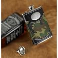 Personalized 8 Oz Green Camouflage Engraved Liquor Flask With Funnel - Leather & Stainless Steel - Military, Hunter