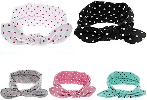 Defit Baby Girls Toddler Bow Headbands Turban Knot Rabbit Hairband Headwear (5pcs kt018)