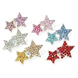 Set of 6 Glittery Star Rhinestone Hair Clips Accessory