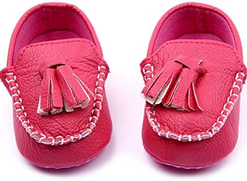 Weixinbuy Toddler Baby's Faux Leather Loafers Soft Flat Boat Shoe Rose 8-12M