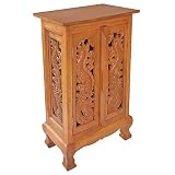 Handmade Asian Furniture - 32" Chinese Dragons Storage Cabinet / End Table - Natural Finish