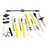 Full Set Replacement Parts for Syma S107 RC Helicopter, Main Blades, Main Shaft,Tail Decorations, Tail Props, Balance Bar, Gear Set,Connect Buckle-Yellow Set-