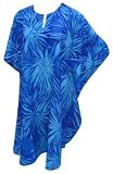 Decent Blue Self Print Kaftan Plus Size Lounging Tunic Cover Up Valentine's Day Gift