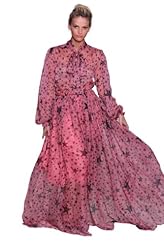 Sexy Chiffon Sheer  General Print Turtleneck Long Sleeves  Dress With a Bow(s)