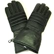 Men Gauntlet Lamb Leather Biker Gloves w Rain cover Large