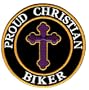 Proud Christian Biker Embroidered Patch Jesus Chris Iron-On Religious Cross Emblem